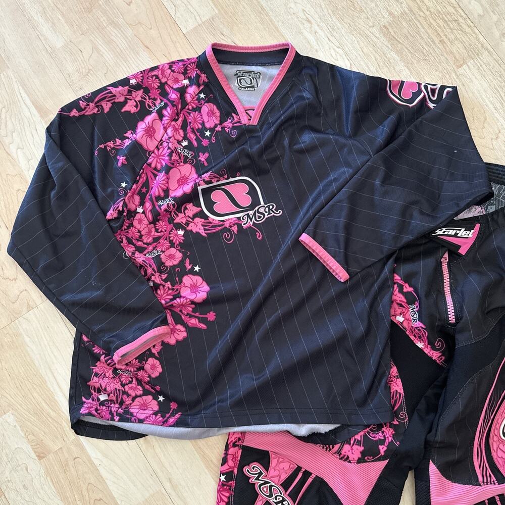 Pink MSR Starlet Motocross Riding Set Jersey Size YXL Pants 8 ATV Off Road Quad - Picture 2 of 5